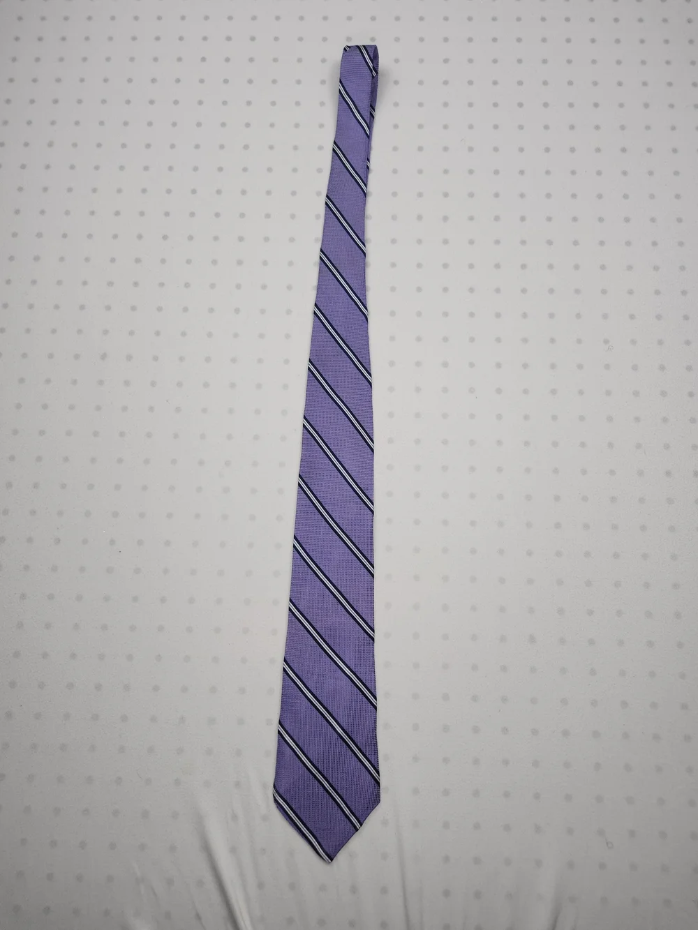 Brooks Brothers Purple, Black & White Striped Tie 100% Silk Men's Necktie 58